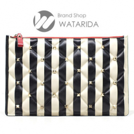 【New arrivals】ヴァレンティノ ガラヴァーニ ストライプロックスタッズクラッチ