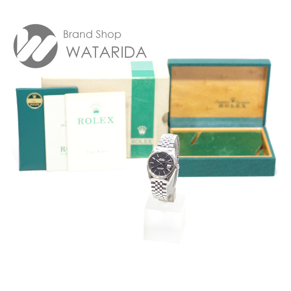 川崎の質屋【渡田質店】ロレックス 腕時計 ヴィンテージ デイトジャスト Ref.1601 3番 黒文字盤 SS WG 箱・保付 【送料無料】のご紹介です。