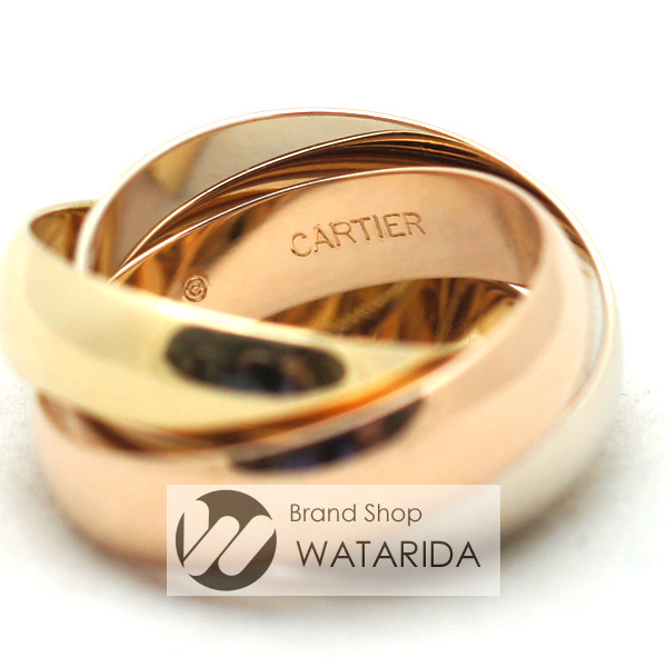 川崎の質屋 渡田質店 カルティエ Cartier 指輪 トリニティリング LM 750YG 750PG 750WG #55 国内15号 幅5mm レディース 送料無料 のご紹介です。