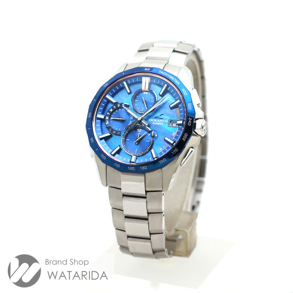 川崎の質屋 渡田質店 カシオ 腕時計 オシアナス マンタ OCW-S4000E-2AJF 白蝶貝文字盤 チタン ブルー 箱・保付 送料無料 のご紹介です。