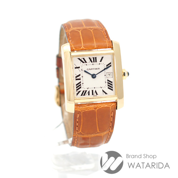 川崎の質屋 渡田質店 カルティエ Cartier タンク フランセーズ MM W5001456 18K クロコダイルベルト アイボリー文字盤 箱・保付 送料無料 のご紹介です。