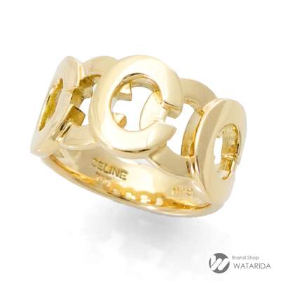 New arrivals】セリーヌ Cロゴ リング YG750 国内サイズ 12号 R付
