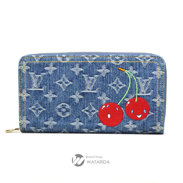 ルイヴィトン LV x TM ジッピーウォレット モノグラム チェリー デニム 村上 隆
