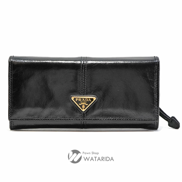 プラダ PRADA 長財布 ソフトルックス レザー 1MH132_2CYR_F0002 ブラック 牛革 箱・冊子付 川崎の質屋 渡田質店